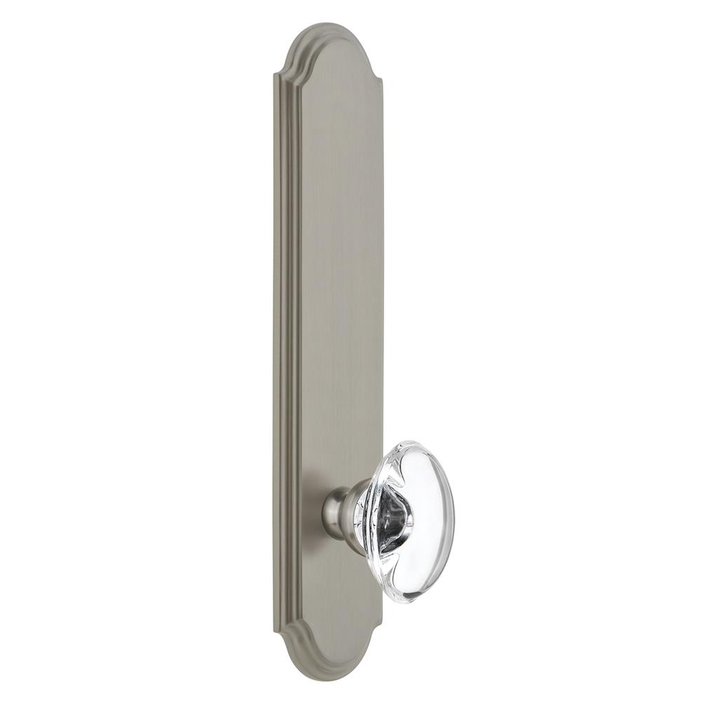 Grandeur by Nostalgic Warehouse ARCPRO Arc Tall Plate Privacy with Provence Knob in Satin Nickel